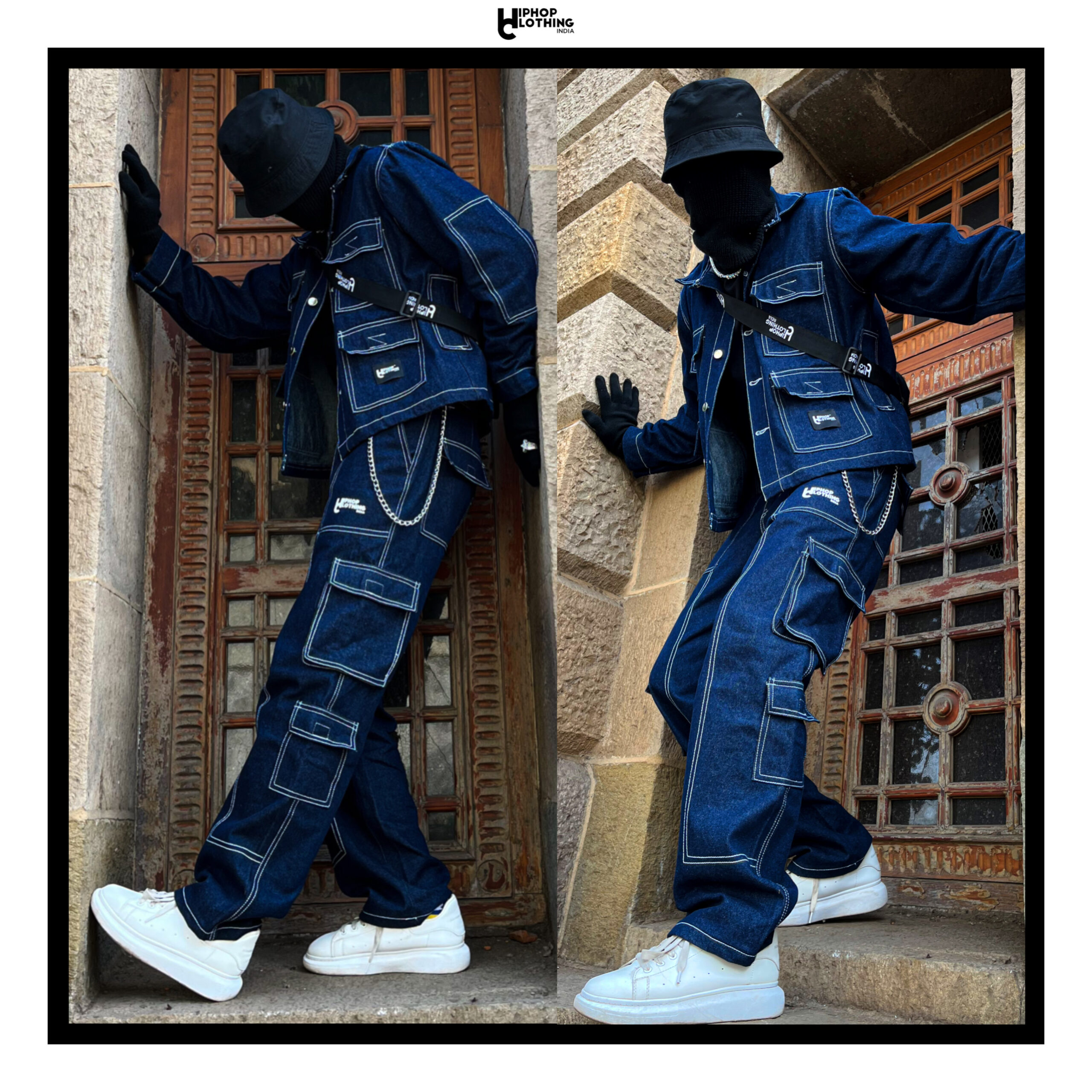 BLUE MULTI-POCKET DENIM PANTS – Hiphop clothing india store